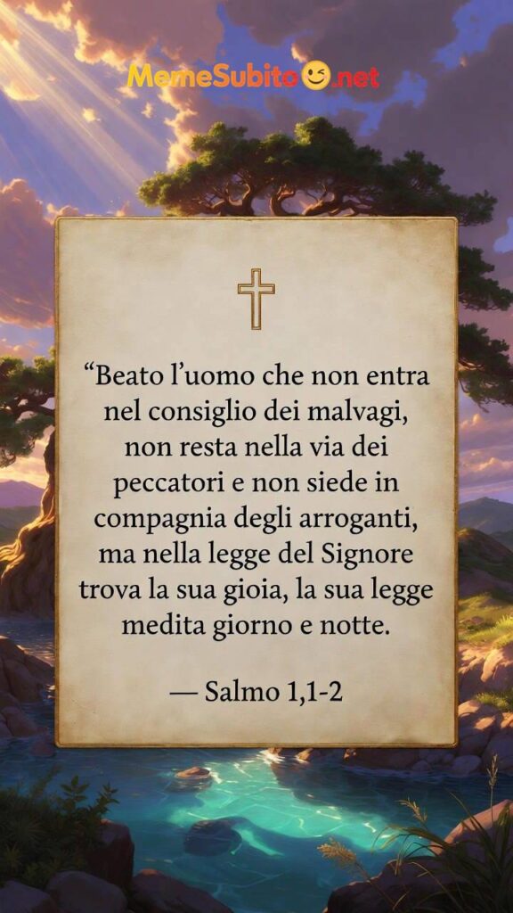 Beato l’uomo che non entra nel consiglio dei malvagi… Un potente versetto del Salmo 1 che invita a meditare giorno e notte sulla Parola di Dio. – F…