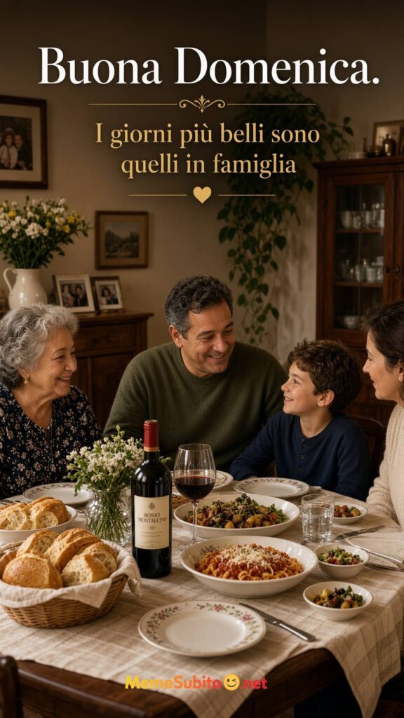 Meme buona domenica tavola italiana apparecchiata per il pranzo