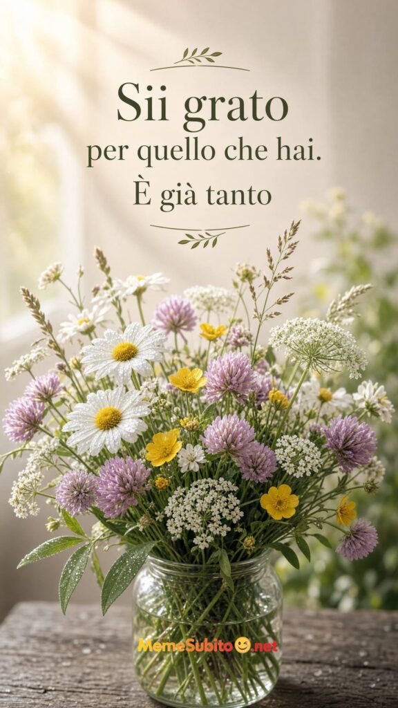 Meme motivazionale mazzo di fiori selvatici con rugiada