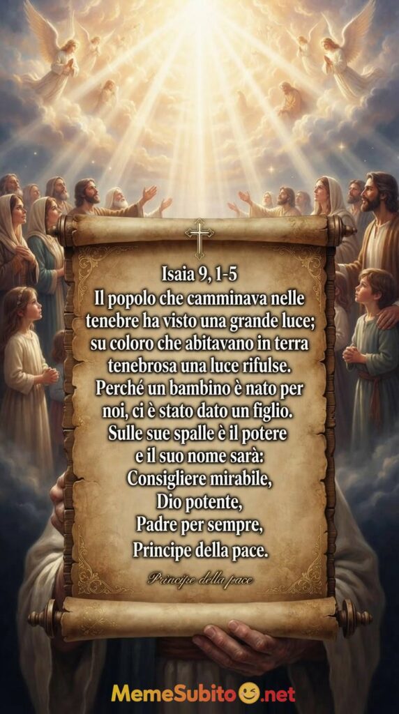 Meme religioso Isaia 9,1-5 - Un bambino è nato per noi, Consigliere mirabile, Dio potente, Principe della pace