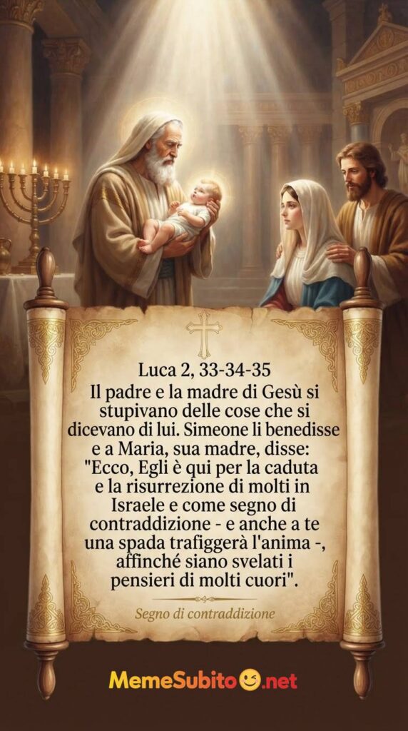 Meme Religiose – Luca 2,33-35 Profezia di Simeone