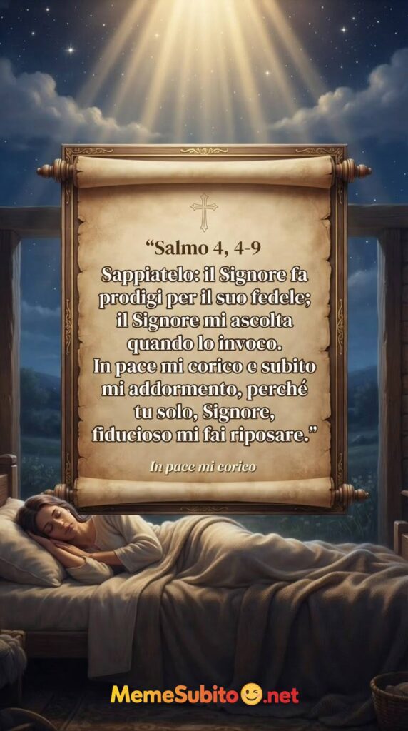 Meme Religiose – Salmo 4,4-9 In pace mi corico