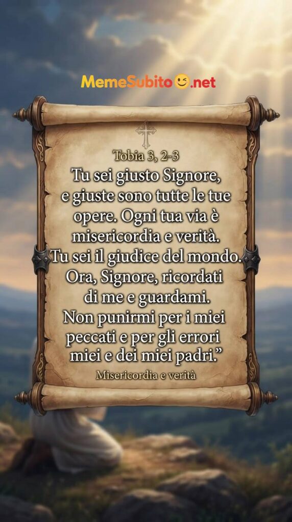 Meme Religiose – Tobia 3,2-3 Tu sei giusto Signore